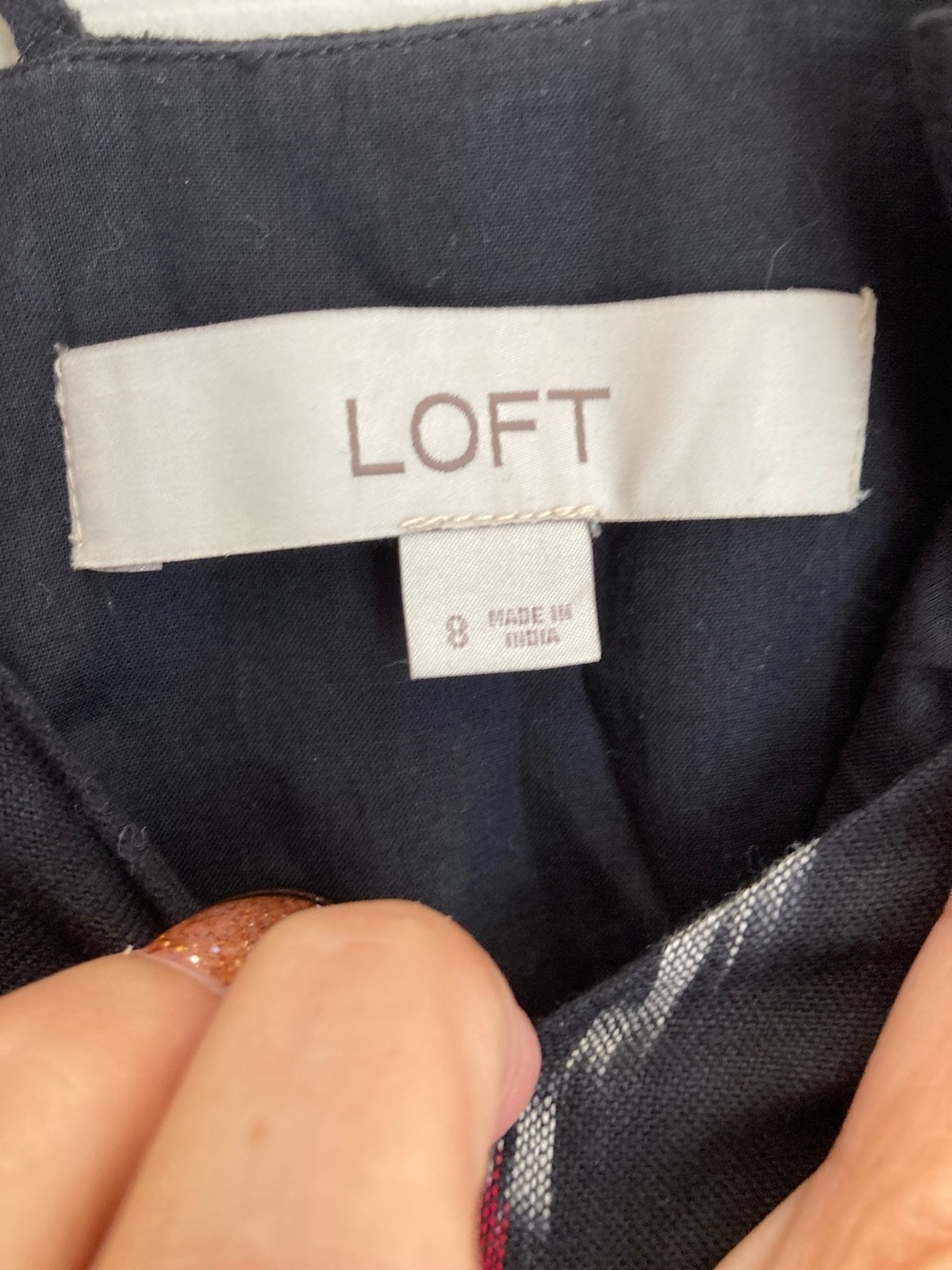 LOFT Navy Top with White Zigzag Accent - Picture 2 of 3